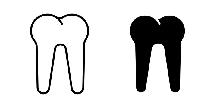Tooth icon flat outline in black
