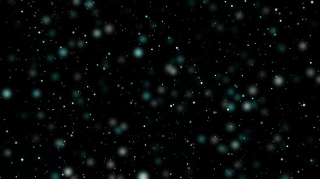 Soft teal particles rise and sway over pure black like plankton lit underwater drifting upward at different speeds for an aquatic layer you drop on in Screen or Add blend mode