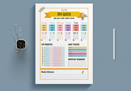 Modern Weekly Schedule Planner Printable Design