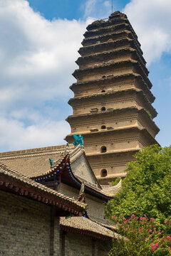 The Small Wild Goose Pagoda in Xi'an, China. This iconic structure was built from 707-709 AD during the Tang Dynasty