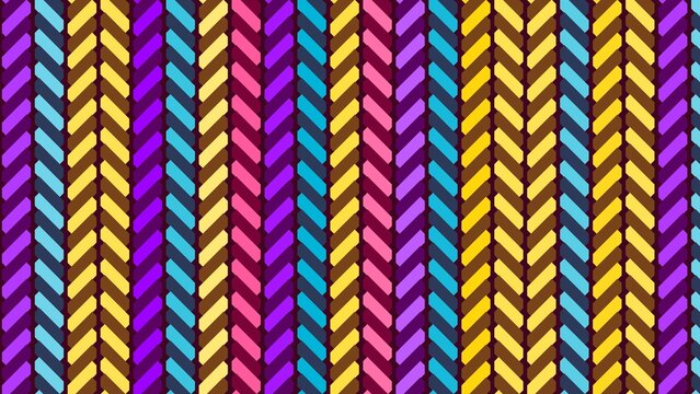 Colorful chevron pattern formed by slanted rectangular blocks arranged in vertical columns.