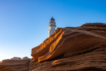 View of the Trafalgar lighthouse in Caños de Meca, Cadiz, Andalusia, Spain © AntonioLopez
