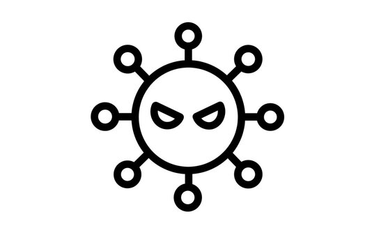 Computer virus icon with an angry face for malware