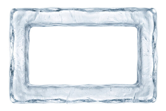 Frozen ice border frame mockup on transparent background