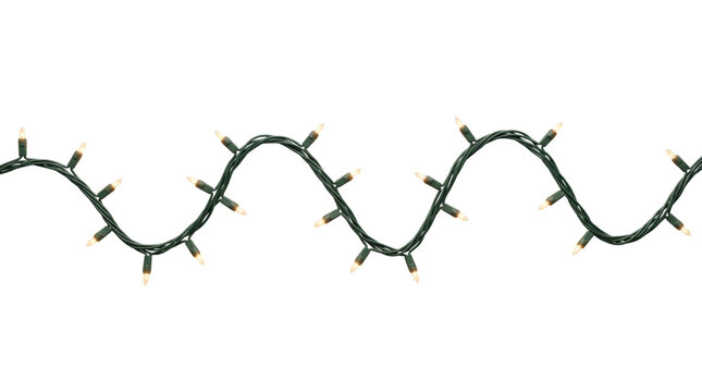 Christmas string lights garland with glowing warm bulbs
