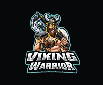 Viking Warrior Mascot Logo Illustration