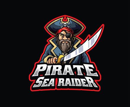 Pirate Sea Raider Mascot Logo Illustration