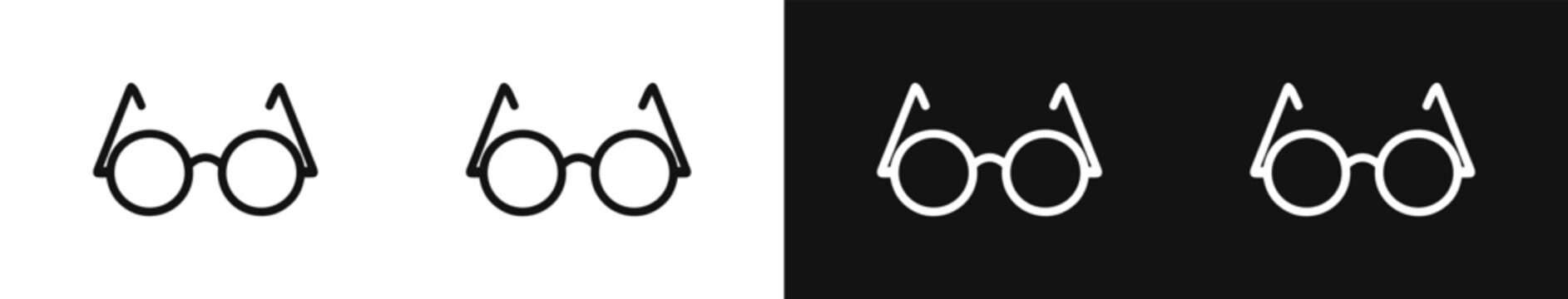 Round vintage eyeglasses vector icon set isolated on background
