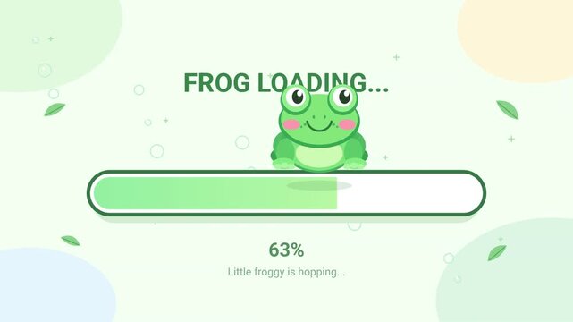 Cute Green Frog Loading Bar Concept