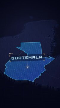 Digital data visualization of the map of Guatemala in Central America.
