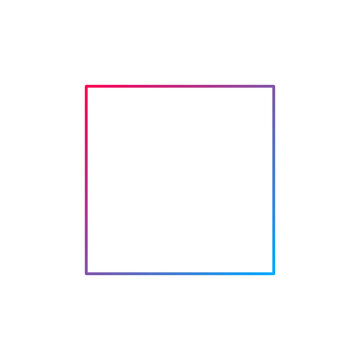 Square border frame with a smooth red to blue gradient stroke transparent background