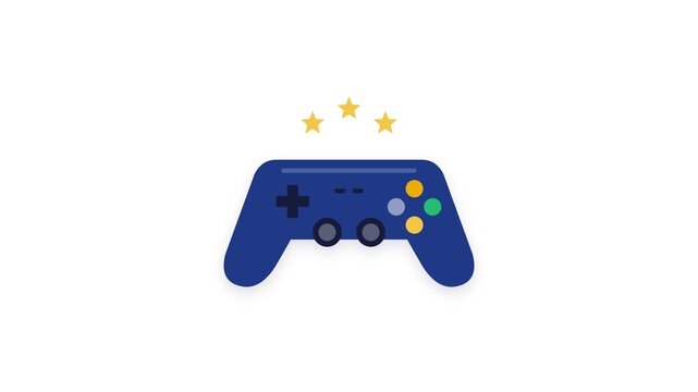 Game controller buttons pressing with stars flat animation