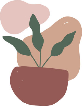 Minimalist Houseplant Illustration With Organic Shapes In Earthy Tones Ideal For Modern Wall Art