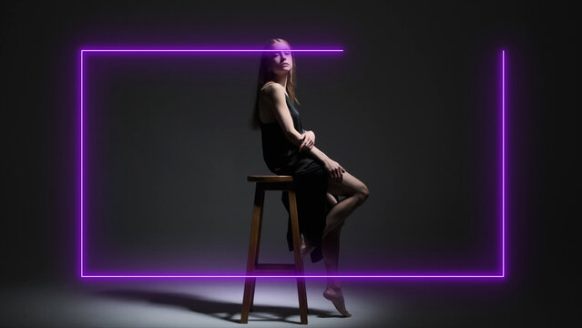 Neon Frames Titles Rectangle Center 2 &ndash; Animated Neon Frame Titles, Glowing Text Borders, Electric Light Typography and Futuristic Motion Graphics for Professional Video Editing
