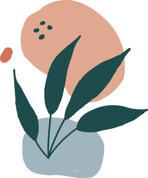Minimalist Botanical Illustration With Abstract Shapes And Soft Earthy Tones For Wall Art