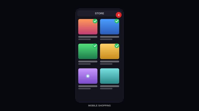 Shopping app phone taps loop