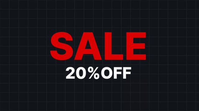 Sale Twenty Percent Off Red Text Grid Background