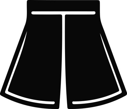 Wide leg shorts culottes vector icon, black and white minimalist female clothing silhouette, casual summer bottom apparel symbol for fashion boutique
