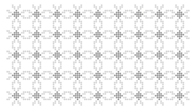 Seamless loop of traditional Ukrainian beaded pattern in gray tones on white background, repeating folk embroidery motif for backgrounds
