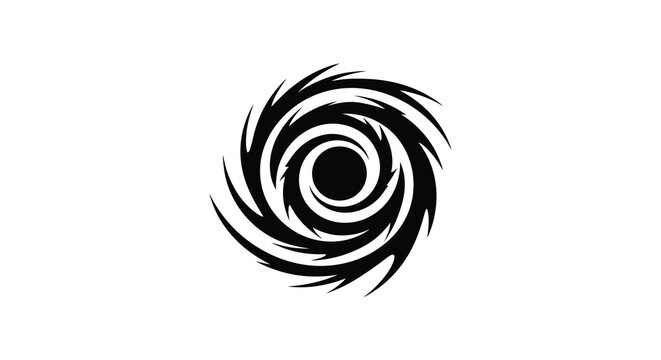 Spiral shape with tribal design is a black silhouette