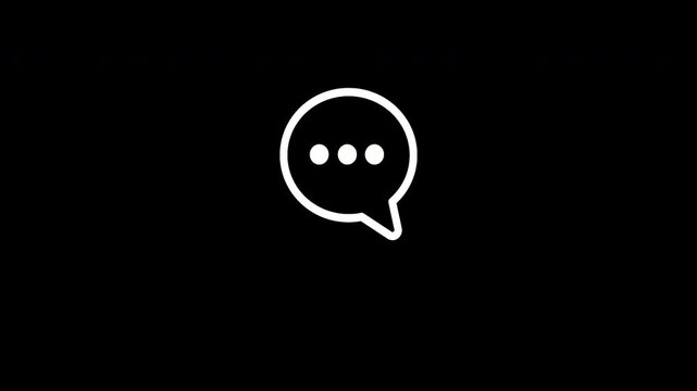 Animated white chat bubble jumping and bouncing loop