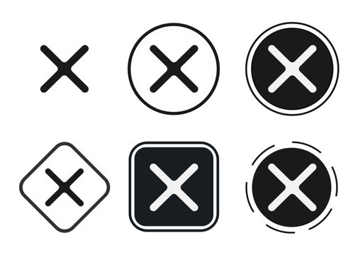Universal no symbol icon set featuring crossed circle, square, and diamond shapes for prohibition or restriction use