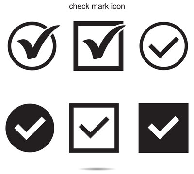 Modern check mark icons set featuring circle square shapes for approval confirmation and task completion designs
