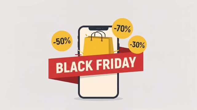 Black Friday Smartphone Sale Banner With Discount Percentages