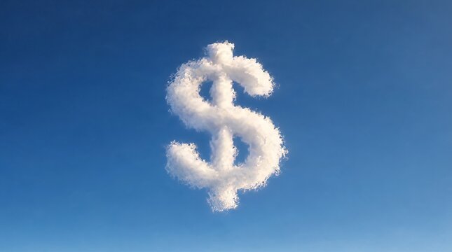 Dollar Sign Cloud Symbol Formed In The Blue Sky Above For Success And Business Finance Concept Art