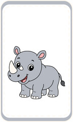 Adorable baby rhinoceros vector, smiling grey rhino cartoon character, friendly safari animal illustration for children's books and stickers © Hung