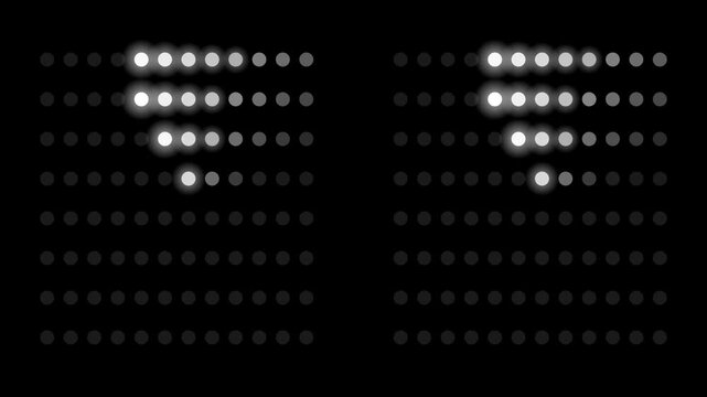 Futuristic glowing LED matrix grid pattern on black background