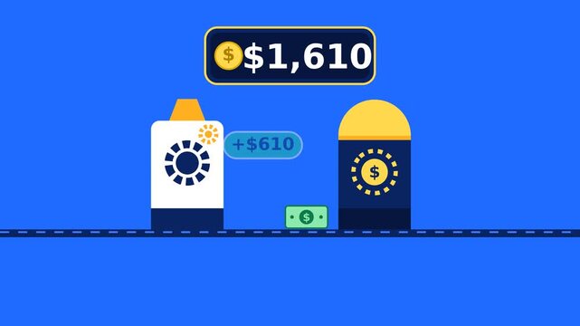 Animated financial growth counter showing compounding income
