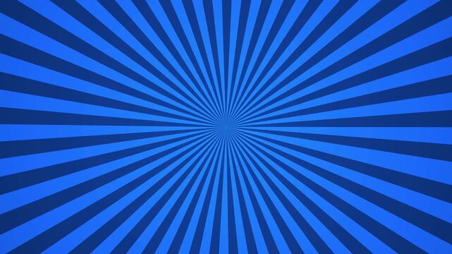 Electric blue radial rays sweep across a retro comic backdrop with dynamic speed lines, rotating sunburst animation, bold abstract graphics, and seamless motion in crisp 4k quality.