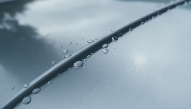water droplets metal surface macro closeup abstract background for website banner or presentation design