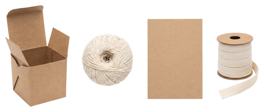 Packaging and wrapping supplies on transparent background