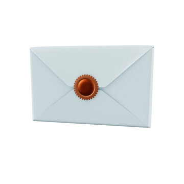 Light blue envelope with copper seal centerfold minimalist design