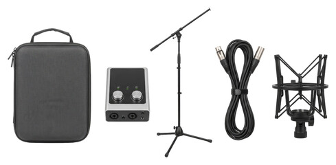 Audio recording equipment set on transparent background © vadymstock