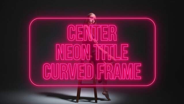 Neon Frames Titles Rectangle Curved Center 1 &ndash; Animated Neon Frame Titles, Glowing Text Borders, Electric Light Typography and Futuristic Motion Graphics for Professional Video Editing
