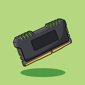 Computer ram memory module hardware component illustration