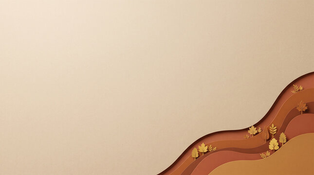 Autumn landscape background in papercut style with copy space for seasonal banner and presentation design.