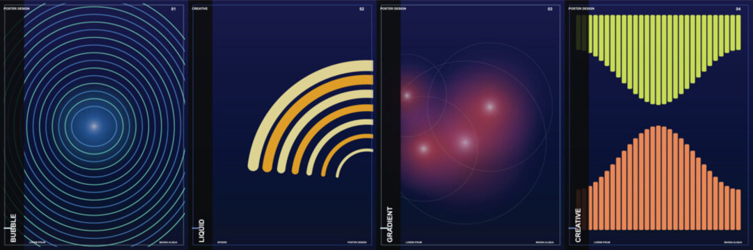 Abstract gradient wave patterns with color histograms Vector