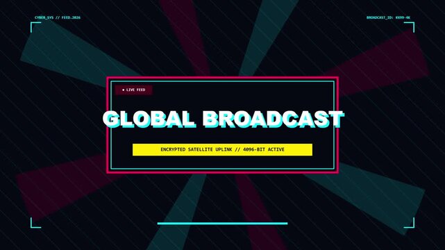 Cyberpunk HUD Motion Graphics Loop with Global Data Broadcast Overlay