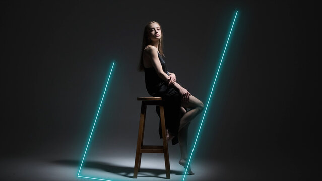 Neon Frames Titles Wide Skew Vertical 3 &ndash; Animated Neon Frame Titles, Glowing Text Borders, Electric Light Typography and Futuristic Motion Graphics for Professional Video Editing