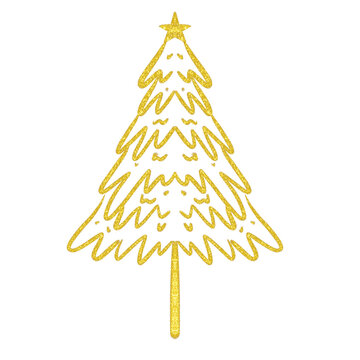 Sparkling Golden Glitter Pine Tree Isolated Transparent Background. Ideal for Holiday Decor or Celebration.