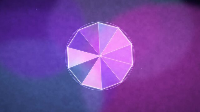 Faceted Crystal Diamond Shape Purple Pink Gradient Background 4K