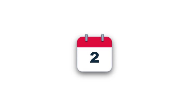 Red and white calendar icon showing day two