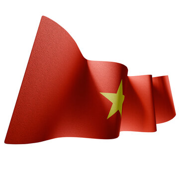 Co Do Sao Vang Waving Fabric Vietnam Flag 3D Render Dynamic Swirl