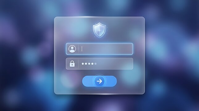 sleek translucent interface authentication window featuring frosted glass aesthetic user credential entry panels security verification portal element graphic design sleek translucent interface