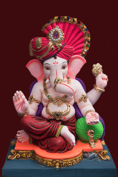Lord Ganesha or Ganapati Idol, Hindu God, Hindu deity, Ganesh festival, Pune, Maharashtra, India.