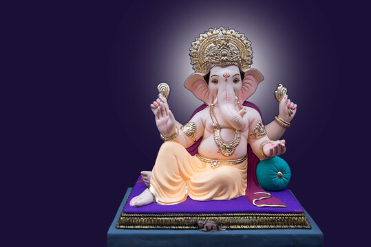Lord Ganesha or Ganapati Idol, Hindu God, Hindu deity, Ganesh festival, Pune, Maharashtra, India.